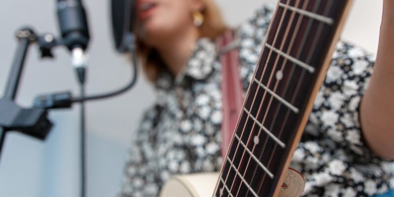 Woman busking